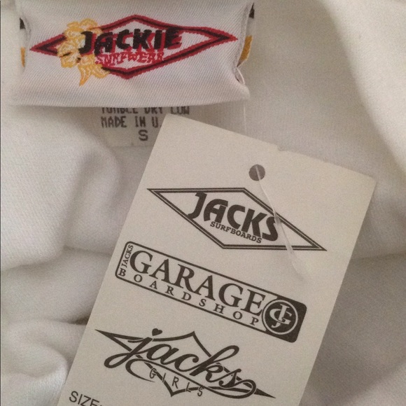 Jackie Surfwear Vneck white Tshirt Sz S - Picture 5 of 8